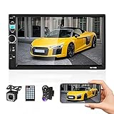 2 Din Bluetooth Autoradio mit DAB + Autoradio Auto Video Player Unterstützung Mirror Link FM AUX USB SD, Subwoofer Funktion, mit einem externen Mikrofon und Einer Rückfahrkamera mit 12 L