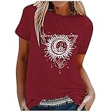 Soupliebe T-Shirt Für Damen Für Sommer Sommer Sommer Basic Tee Top Bequem Leicht Shirt Luftige Lässig Frauen Aufdruck Weich Elegant Oberteil Blusentops Blusenshirt Damenoberteile T-S