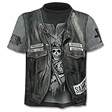 T-Shirt Kurzarm Herren Neue Männer T-Shirt 3D Gun Warrior T-Shirt Druck Tops T-Shirt Kurzarm Fitness T-Shirt-0643_3XL