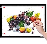 ICETEK LED leuchttisch A4 Zeichnen Leuchtpad Light Pad Lichttisch Ultradünn Stufenloses Dimmen Magnetische Ecken für Malen,