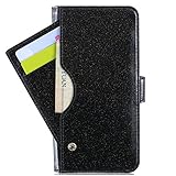 Eazyhurry Schutzhülle für iPhone SE/5 5S/6/6S/6 6S Plus/7 7 Plus/8 8PLUS/X Flip Wallet Case + Displayschutzfolie Schwarz Schwarz Glitzernd Samsung Galaxy S7edg