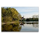 CALVENDO Premium Textil-Leinwand 120 x 80 cm Quer-Format Die Donau bei Straubing, Leinwanddruck von Karin S
