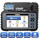 TOPDON OBD2 Diagnosegerät für alle Fahrzeuge-ArtiDiag 600, für Motor/SRS/ABS/Getriebeöl/EPB/SAS/TPMS/Drosselklappe regulieren, AutoVIN, kostenloses Software-Update, Android 7.0 2021