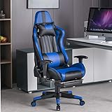 Senvoziii Gaming Stuhl Bürostuhl Gamer Ergonomischer Höhenverstellbarer Schreibtischstuhl Chefsessel mit Kopfstützen, Verstellbaren Armlehnen und Fußstützen - B