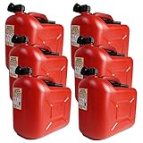 BAUPROFI 6er Set: 6X Benzinkanister KKR 20 PE 20 Liter rot (Reservekanister)