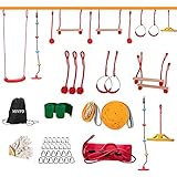 Ninja Slackline Set, Hinderniskurs für Kinder Klettergerüst-Set, Einsteiger-Slackline-Set,Outdoor Slackline Trainingsgerät fü
