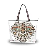 JUMBEAR Canvas Tote Bag Damen Handtasche Indianer Wolf Damen Einkaufstasche Schultertasche L, a, M
