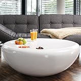 SalesFever Couch-Tisch weiß Hochglanz rund aus Fiberglas Durchmesser 100 cm | Trisk | Super-Stylischer Wohnzimmer-Tisch im Retro-Design Glas Weiss 100 cm x 38