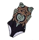 Ansenesna Badeanzug Damen Brazilian Vintage Bauchweg Bikini Frauen Hochgeschlossen Verschluss B