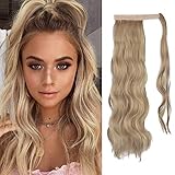 FESHFEN Lang Pferdeschwanz Extensions Gewickelt Lockig Clip in Ponytail Wavy Curly Synthetik Haare Extensions Haarverlängerung Zopf Haarteil Ponytail für Frauen, 60