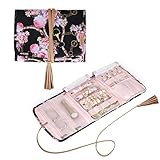 TYWZJ Travel Organizer Bag Faltbare Schmuckrolle mit Geschenkbox für Reiseringe, Halsketten, Ohrringe, Armb