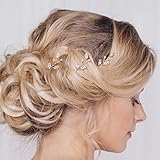 Artio Hochzeits-Haarnadeln mit Kristallen und Perlen für Bräute und Brautjungfern, 3 Stück (Gold)