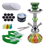 WEELOV Shisha 26cm, mit extra viel Zubehör mit 2 Schläuchen, Glas-Bowl, Wasserpfeife, praktische Größe, Komplett-Set Hookah Orient stylisch - b