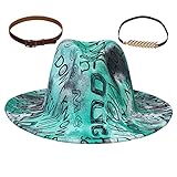 JK Home Fedora-Hüte mit 2 abnehmbaren Gürtelschnallen – breite Krempe, Wollfilz, Panamahut, weich, warm, Jazz-Mütze für Unisex Männer und Frauen, Alphabet grün, Einheitsgröß