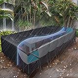 Essort Abdeckung für Gartenmöbel/Terrasse, wasserfest, Möbelbezug für Sofa-Set im Garten, draußen, Hof, 2–12-Sitzer-Ecksofa, Tisch, Stühle, PVC, 315 x 160 x 74