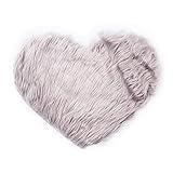 WUOOYOQ Teppich aus Kunstfell, Schaffell, 30 x 40 cm, Herzform, Kunstwolle, rutschfest, weicher Plüsch, zottelig, für Schlafzimmer, Sofa, Boden (grau, M)