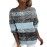 GFGHH Sweatshirts für Damen Langarmshirt Blumendruck Rundhals Galaxis Drucken Oversized Sportbekleidung Casual Top Chic Sweater Bluse Tops Oberteile Spleißen Pullover Frühling und Sommer L