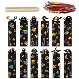 48 Stück Lesezeichen Kinder, Lesezeichen DIY, Magisches Lesezeichen, Tier Scratch Lesezeichen, MäDchen Kratzbild Lesezeichen, mit Holzstiften für Kindergeburtstag, Party, Basteln, Kindertag, Geschenk