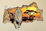 Safari Wall Decals Tier Leopard Decals 3D-Effekt Wandbild Loch im Wandtattoo Cheetah Decal Jaguar Decal Smashed W