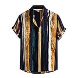 Qiuday Herren Hawaiihemd Kurzarmhemd Blumenprint Urlaub Funky Freizeithemd Sommer Hawaii-Print Loose Casual Bedrucktes Strandhemd Henley Shirts Urlaub Kurzarm F