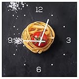 levandeo Wanduhr Alu-Dibond 30x30cm Uhr Alubild Küche Pasta Nudeln Deko Küche Aluminium Küchendeko Einrichtung