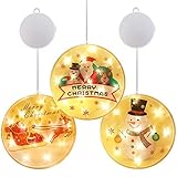 3er Set Led Lichterkette, Weihnachtsstartlichter HäNgendes Fensterlicht Mit Saugnapf, Batteriebetrieben Saugnapf Weihnachten, FüR Raum Fenster Dekorationen KüChengarten BüRoparty Hochzeit Wand (B)