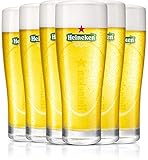 Heineken | Biergläser | 6-teiliges Set | Ellipse | 25 cl / 250 ml | Grünes Logo | Bier G