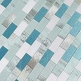 BeNice Fliesenaufkleber, Mosaikfliesen, zusammensteckbar, für Küche, Bthroom, DIY-Wandfliesen, wasserdicht, 5 Blatt, blaue Mischung