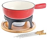 Rosenstein & Söhne Käsefondue Topf: Käsefondue-Set aus emailliertem Gusseisen, Ø24 cm (Fondue Set)