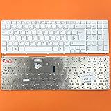 DE Weiß Tastatur mit Silber Rahmen ohne Beleuchtung ver.2 für Sony Vaio SVE-17