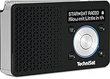 TechniSat DIGITRADIO 1 – tragbares DAB+ Radio mit Akku (DAB, UKW, Lautsprecher, Kopfhöreranschluss, Favoritenspeicher, OLED Display, klein, 1 Watt RMS) schwarz/silb