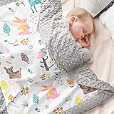 Babydecke 100% Bio Baumwolle, Kinder Kuscheldecke Polar Fleece Baby Komfort Decke 70x105cm, Grau Sommer Doppelseitige Blanket für Mädchen und Jung