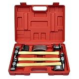 Atlojoys 7-TLG. Karosserie-Ausbeulset Ausbeulhammer Dellen-Reparatur-Set, für DIY Fahrzeug Kühlschrank Waschanlage Dellen Entfernen Ausbeulwerkzeug
