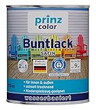 prinzcolor Premium Buntlack Holzfarbe Türenlack Möbellack Weiß 0,75