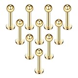 Briana Williams 10stk Chirurgenstahl Lippenpiercing Stecker mit Kugel Ohr Tragus Labret Helix Piercing Schmuck 6mm,8mm,10mm,12mm Stab