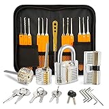 EVENTRONIC Lockpicking Set, 18 Stück Dietrich Set mit 4 Transparentem Trainingsschlössern und Handbuch Das perfekte Lock Pick Set für Anfänger und Profis Schlosser, Orang