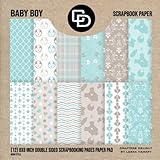 Baby Boy Scrapbook Paper (12) 8x8 Inch Double Sided Scrapbooking Pages Paper Pad: Crafters Delight By Leska Hamaty