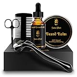 Bartwachstum Kit, Xins-Yonha Bartpflege Set für schnelles Wachstum des Bartes, Bart Derma Roller + Bartwachstum Serum Öl + Bartbalsam + Bartkamm + Bartschere, 5 in 1 Bartpflegegeschenk für M