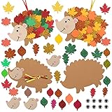 LAMEK 228tlg Igel Bastelset für Kinder Herbst Anhänger Deko Kreative Kunsthandwerk Bastelhandwerk mit 12 Moosgummi Schablonen Ahornblatt Bastelkoffer Basteln Herbstdeko für Herbst Thanksgiving Day