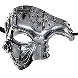 Ubauta Steampunk Metal Cyborg Venezianische Maske,Silber Maskerade Maske für Halloween Kostümparty/Phantom der Oper/Karneval B