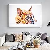 Poster Französische Bulldogge Wandkunst Poster Realist Familie Haustier Hund Leinwand Kunst Gemälde Teetasse Yorkie Leinwand Kunstdrucke Home Wanddekoration 50x70