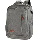 KROSER Laptop Rucksack Schulrucksack 17,3 Zoll Tagesrucksack Wasserabweisende Laptoptasche mit USB Ladeanschluss für Business/Schule/Reisen/Frauen/Männer-Grau MEHRWEG