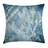 Marmor-Kissenbezug, exquisiter Granit-Stein, Architektur, Boden, Natur, verblasstes Felsbild, dekorativer quadratischer Kissenbezug, 45,7 x 45,7 cm, Hellb