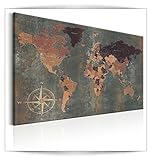 decomonkey Bilder Weltkarte 120x80 cm 1 Teilig Leinwandbilder Bild auf Leinwand Vlies Wandbild Kunstdruck Wanddeko Wand Wohnzimmer Wanddekoration Deko bunt Welt Karte Landk