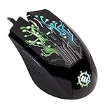 ENHANCE PC-Gaming-Maus mit 6 Tasten, 3500 DPI, Farbwechsel / verändernde LED-Beleuchtung, Seitlicher Knopf am Daumen & geflochtenes Nylon Kab