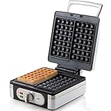 Design Waffeleisen für frische belgische Waffeln/brüsseler Waffeln | mit und ohne Timer | einstellbare Bräunungsstufen | praktische Backampel | DOMO DO9047W und DO9149W (Ohne Timer)