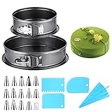 jiehu 2er Set Kuchenform Springform 18/25 cm rund,Backform mit Antihaftbeschichtung auslaufsichere Kuchenform runde Backform aus Stahl,Auslaufsicher mit Stützboden,Flachb