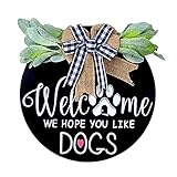 YuChiSX Willkommen Schild, Welcome Türschild, Hängeschild Vintage-Design zur Deko, Willkommenskranz für Haustür, Rundes Holzschild, zum Aufhängen an der Haustür, Bauernhaus, Veranda, Heimdek