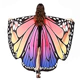 SERWOO Damen Schmetterling Kostüm Schmetterling Schal Flügel Tuch Schmetterlingsflügel Erwachsene Poncho Umhang für Party Weihnachten Kostüm Cosplay Karneval Fasching(168 * 135cm)