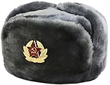 Cucuba® RUSSISCHE FELLMÜTZE SCHAPKA USCHANKA WINTERMÜTZE MILITÄRMÜTZE DER SOWIETISCHEN Armee GRÖSSEN VERFÜGBAR 56-57-58-59-60 (EU) - Geschenkidee (60 Size XL (EU))